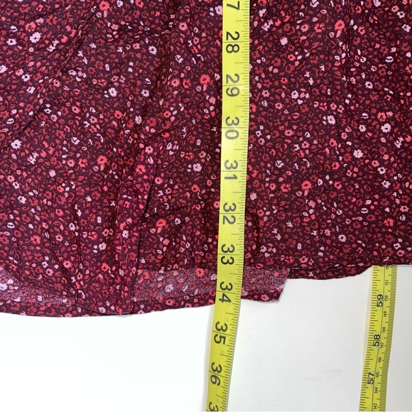 aerie Dark Red Ditsy Floral Print Wrap Front Mini Dress Size Small Women’s - Picture 10 of 13